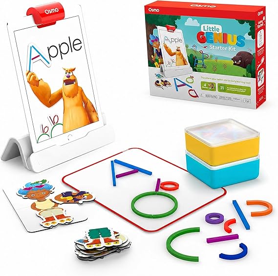 Osmo Little Genius Kit, Ages 3-5, Preschool Phonics & Letters, iPad | Includes Osmo iPad base + 4 preschool games building phonics, letter formation, problem solving & creativity, ages 3-5