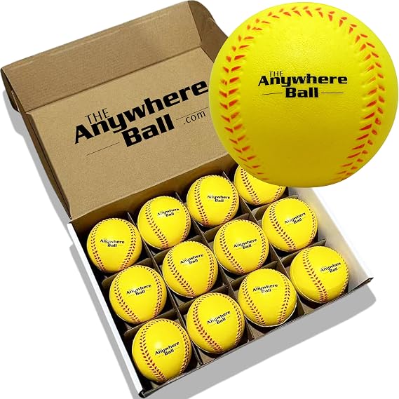 The Anywhere Ball - Baseball Foam Training and Practice Ball (12 Pack) Soft and Squishy Foam for Indoor & Outdoor Use Designed for Players, Teams, and Coaches