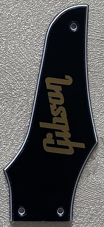 Pick Guard For Compatible Gibson Firebird Non-Reverse"Logo"Truss Rod Cover Style Guitar Pickguard Scratch Plate (3-Ply Black(gold logo))