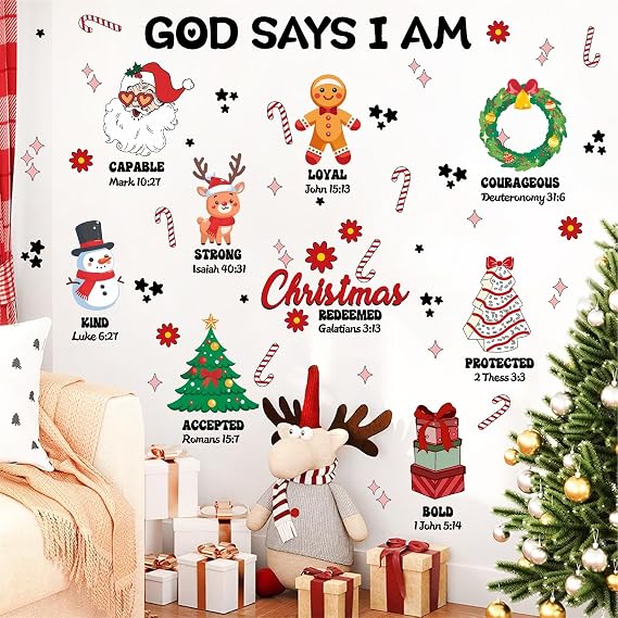 Christmas Wall Decals Xmas Christian Saying Stickers Home Indoor Decoration