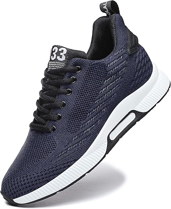 Men Elevator Sneakers Sports Shoes Invisible Height Increasing Elevator Shoes Hidden Heel Trainers 2.36 Inches Taller Fashion Lace up Fashion Sneakers Navy 40