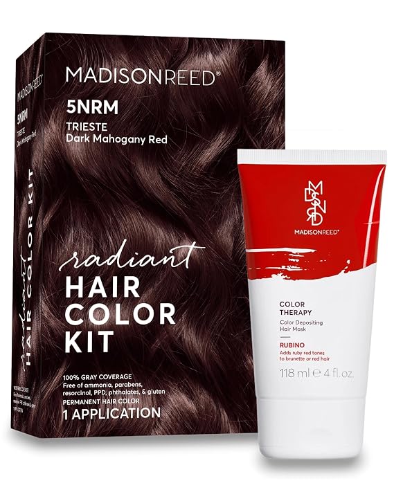 Madison Reed Radiant Refresh Hair Color Bundle - Radiant Hair Color Kit in Trieste Red - 5NRM and Color Therapy in Rubino