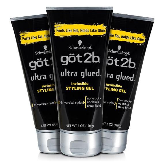Got2b Ultra Glued Invincible Styling Hair Gel, 6 oz (Count of 3) | 6 oz