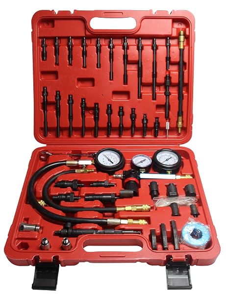 Compression and Leakage Test Kit 47PCS Petrol & Diesel Engine Compression Tester Automotive Cylinder Leak Down Tester Kit with Dual Gauge Engine Compression Tester Kit for HDi, TDCi, Pumpe Duse Engine