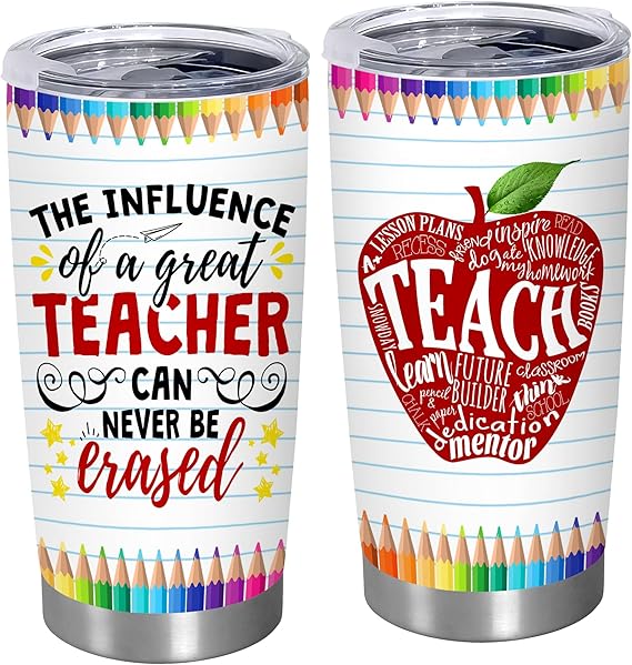 TEEZWONDER Teacher Appreciation Gifts - 20 oz Stainless Steel Insulated Coffee Tumbler with Lid - Gifts for Teachers, Thank You Graduation Birthday Daycare Retirement Gift for Women Teachers