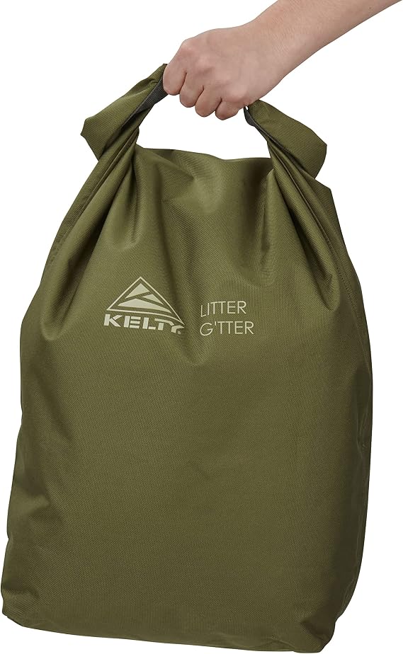 Kelty Litter Gtter Reusable Heavy Duty Garbage Bag and Carry Sack for Firewood, Cans, and Campsite Trash Puncture + Water Resistant Fabric, Roll Top, 30L Capacity
