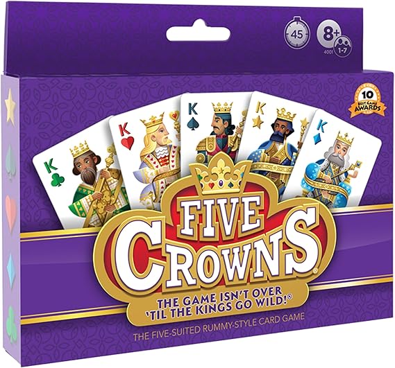 Five Crowns Card Game for Kids and Adults, Travel and Family Game Night Favorite, The Game isnt Over Until the Kings Go Wild, 5 Suited Rummy Style Card Game, 1-7 Players, Ages 8+