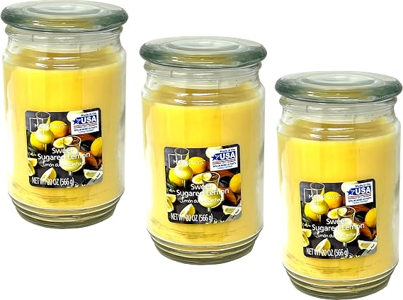Mainstays 20oz Scented Candles 3-Pack (Sweet Sugared Lemon)