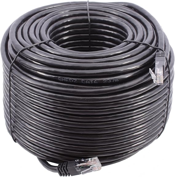 Smedz CAT6 50 m Full Solid Copper UTP 24 AWG Indoor / Outdoor Plug and Play Network Cable GigaBit Ethernet Patch Lead – Black