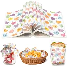 GROBRO7 Valentine Wax Paper Sheet - 150Pcs Colorful Heart Pattern Deli Papers, 9.8 x 8.3in Greaseproof Waterproof Disposable Food Wrap for Sandwich Picnic Basket Liner Valentine's Day Party Supplies