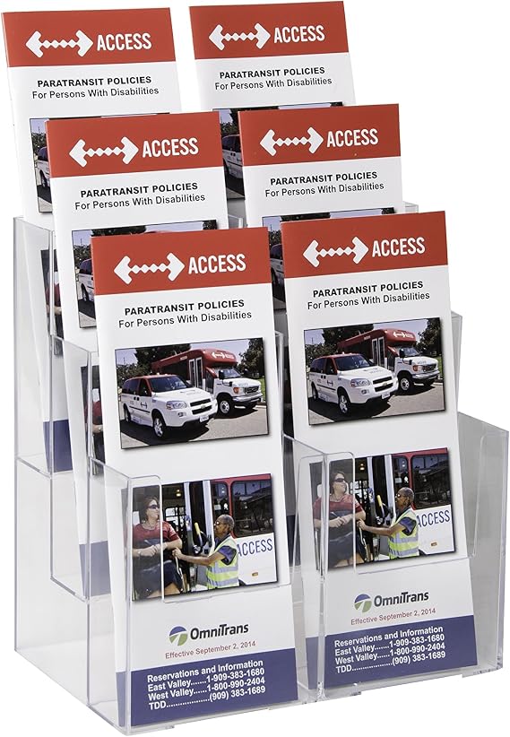 Clear-Ad - LHF-S106 - Acrylic 3 Tier 6-Pocket Brochure Holder - Pamphlet Display Rack (Pack of 9)