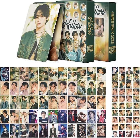 Kpop Stray Photocards Pack of 55 Stray Kids Lomo Cards 40 Pieces SK Stickers SKZ HOP Album Cards for Fans (Hollow)