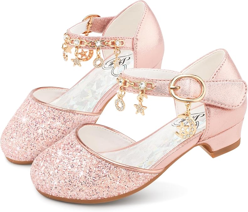 Stelle Girls Glitter Charm Dress Shoes Sequins Princess Heels for Party