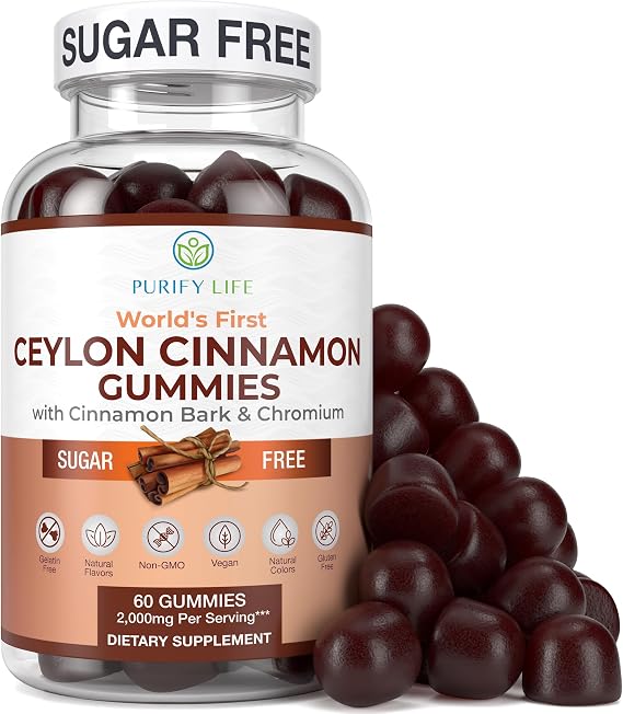 Sugar-Free Ceylon Cinnamon Gummies with Chromium, Vegan, 60 Chews