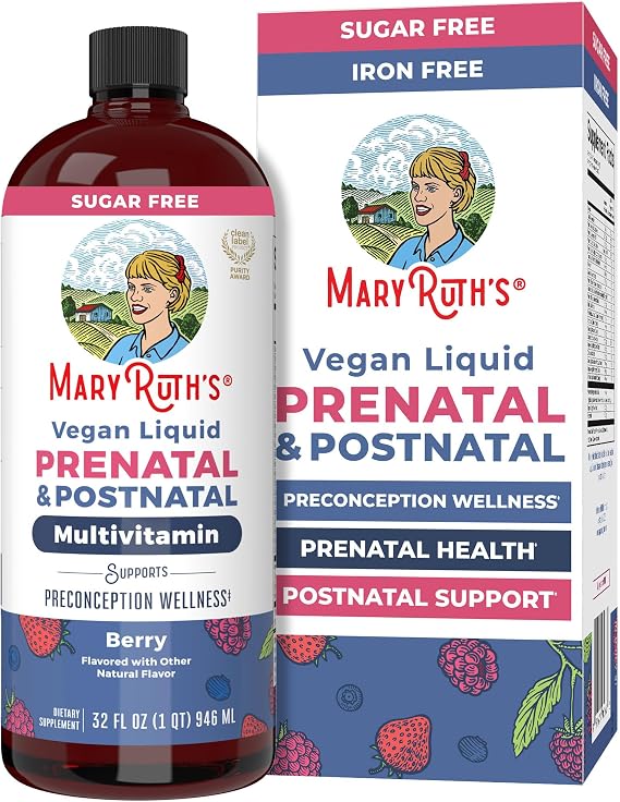 MARYRUTH'S Liquid Postnatal & Prenatal Vitamins for Women, Sugar Free, 32oz | Selenium, Folate, Healthy Fetal Development, Vegan, Non-GMO