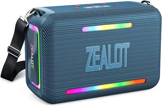 ZEALOT Bluetooth Speaker, 120W RMS 150W Peak Loud Wireless Speakers IPX6 Waterproof Bluetooth Subwoofer Speaker with LED Light, Custom EQ, 40H Playtime, Portable Speakers for Outdoor, Party