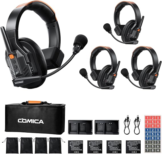 COMICA Seekcom S1 Wireless Intercom Headset System for 4-User Team Intercom