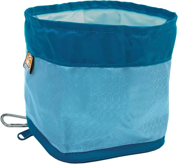 Kurgo Zippy Bowl Collapsible Travel Dog Bowl, 48 oz, Coastal Blue