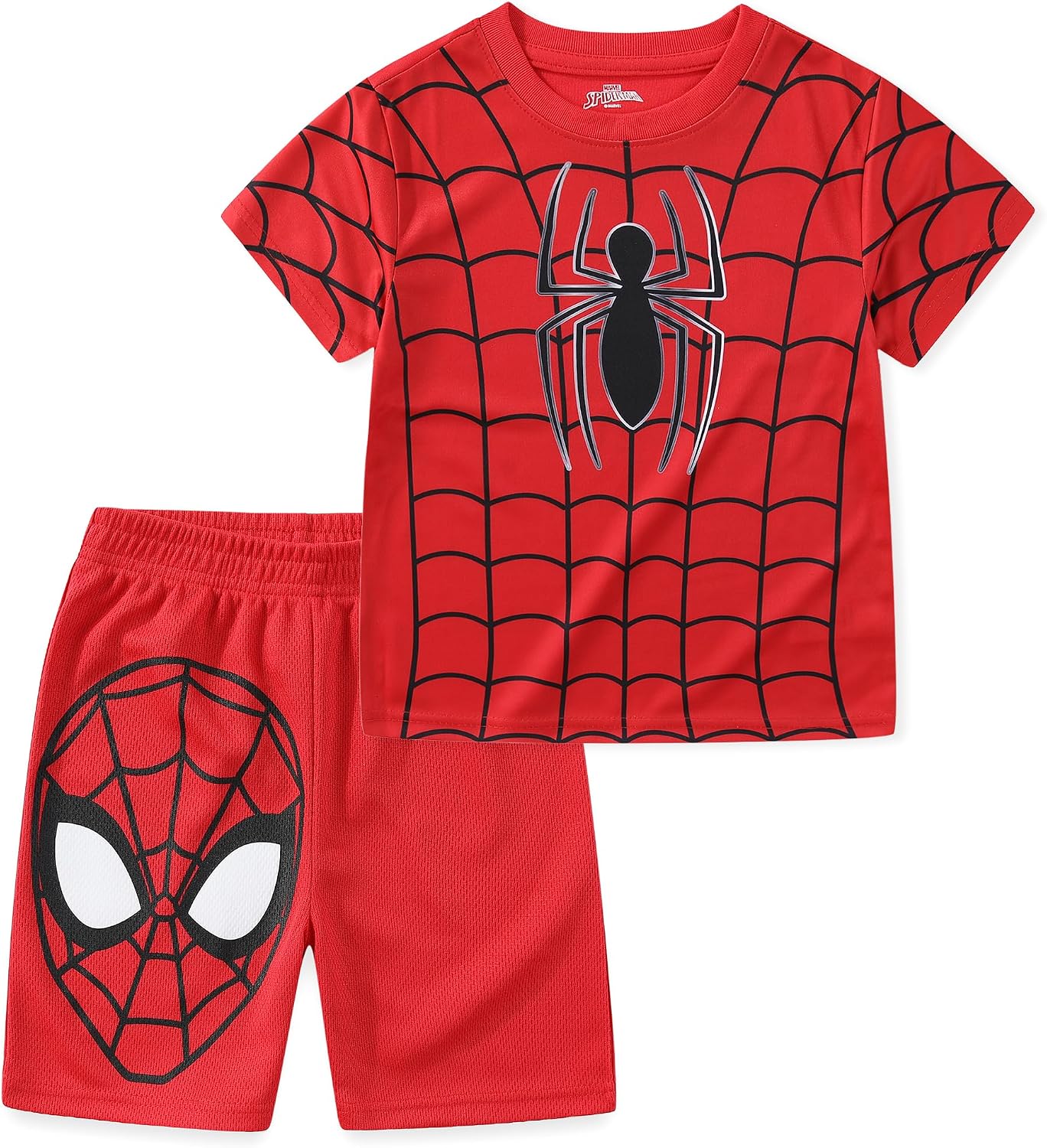 Marvel Spider-Man Miles Morales Avengers Boys 2 Piece T-Shirt and Active Mesh Shorts Set for Toddler and Big Kids