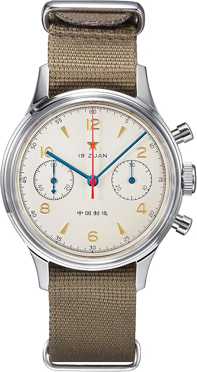 SEAKOSS Original 1963 Mens 38mm Watch ST1901 Movement Pilot Chronograph Mechanical Wristwatch Stainless Steel Acrylic Glass Domed Mirror Analog Casual Dress Watches