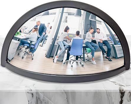 Skywin Half Concave Mirror Cubicle Decorations 8.724.4 in, Multipurpose Cubicle Mirror, Desk Mirror to See Behind You, Aesthetic Office Table Accessories, Unique Home Decor (Black)