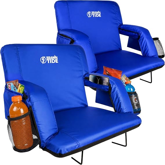 BRAWNTIDE Stadium Seat for Bleachers with Back Support - 3" Foam Cushion