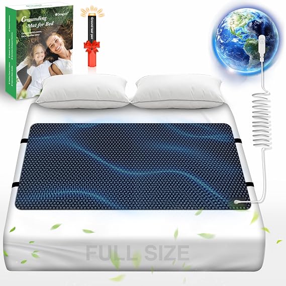 Grounding Mat for Bed, Grounded Pad for Sleep, Anti-Slip PU Leather Grounded Mat with Grounding Cord (27''54'', Full)