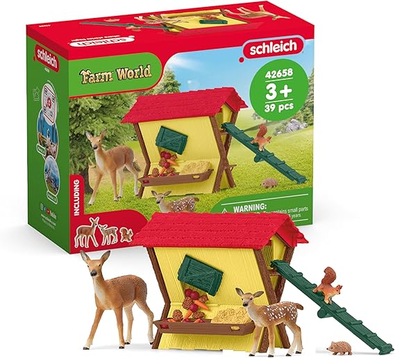 SCHLEICH Yaban Hayvanları Besleme | 3 yaşından büyük oyun seti | figürler, birçok fonksiyon ve aksesuar içeren kutu | sağlam figür schleich