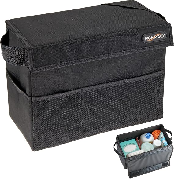 Carganizer Car Storage Bin with Lid for Front Seat, Back Seat or Trunk