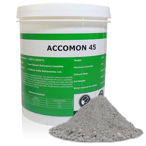 Castable Refractory Cement high Temp- 2822F Rated - 4 LBS - 45% Alumina | Furnace Cement, High Temperature Fireplace Cement Refractory for Casting Purpose Like Forge, Fire Bricks, Pizza Oven, etc...