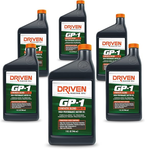 Driven Racing Oil GP-1 Synthetic Blend Motor Oil 20w-50 (6 Quart Bottles)