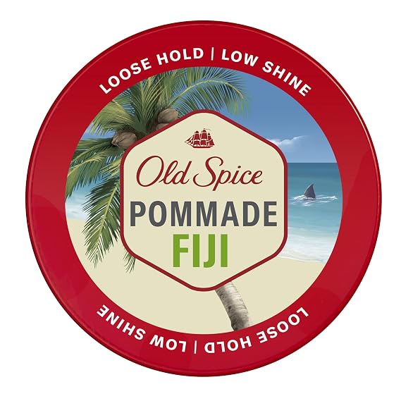 Old Spice Mens Hair Pomade, Fiji Pomade for Men, Loose Hold, Low Shine, Hair Styling, 2.22 oz