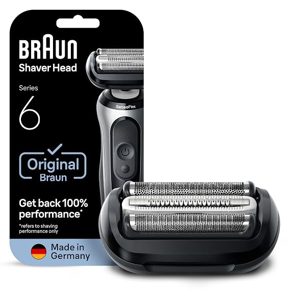 Braun Series 6 Electric Shaver Replacement Head with Sensitive Skinguard, Easily Attach Your Shaver Head, Compatible with New Generation Series 6 Shavers, 64B, Black
