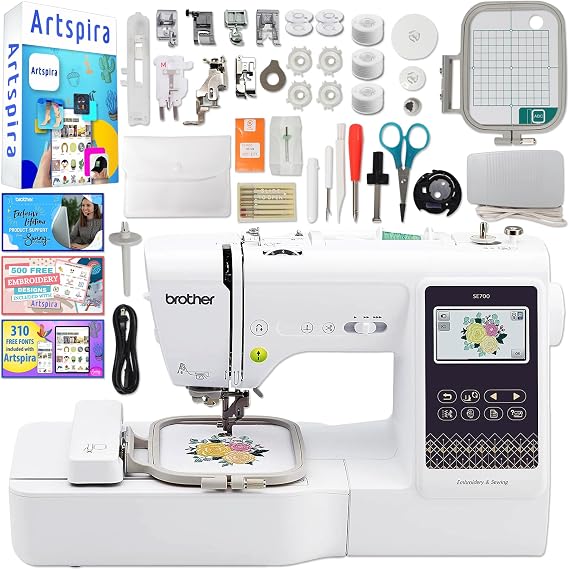 Brother SE700 Combo Embroidery & Sewing Machine with 4" x 4" Embroidery Hoop and 40+ Accessories