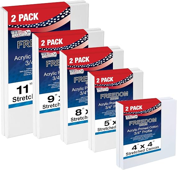 U.S. Art Supply Professional Quality Stretched Canvas, Multipack of 10