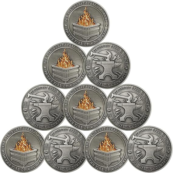 CHURYUML 10Pcs Dumpster Fire Challenge Coin Set, Funny Office Gifts
