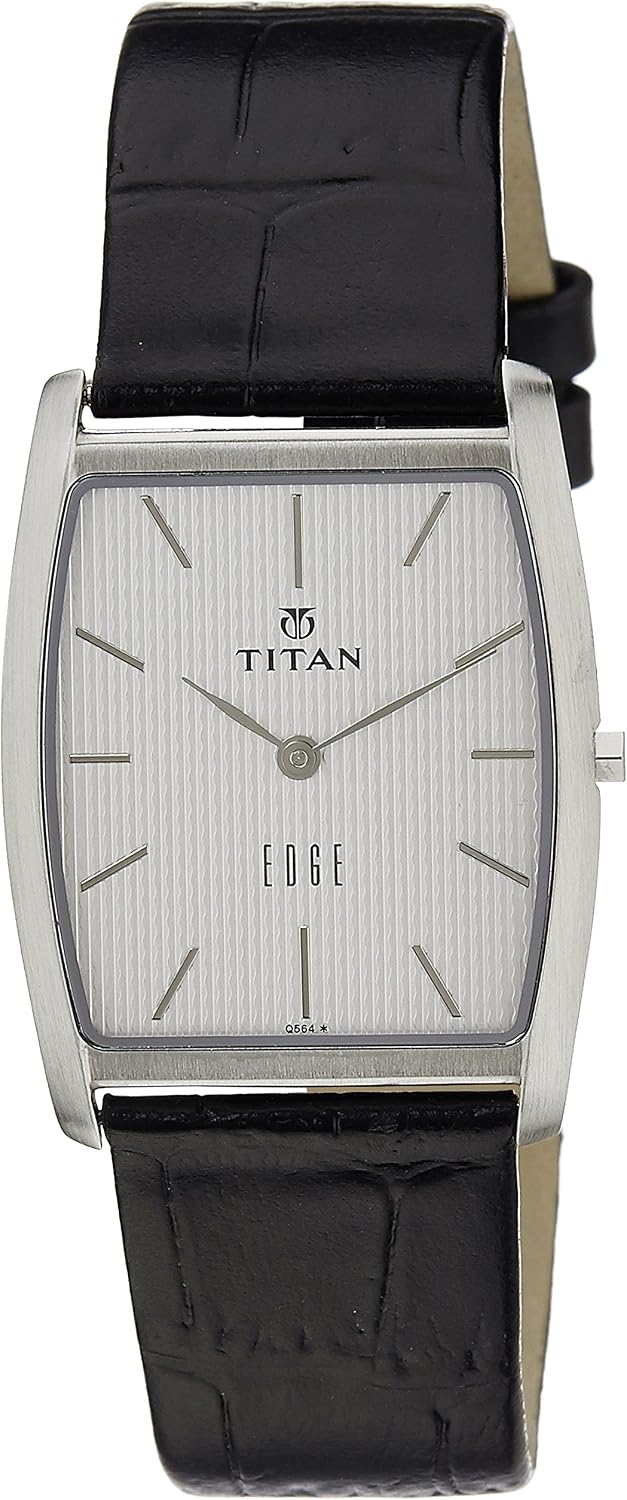 Titan Men&amp;#39;s Edge Mineral Quartz Glass Slim Analog Wrist Watch- Ultra Slim with Metal, Leather Strap