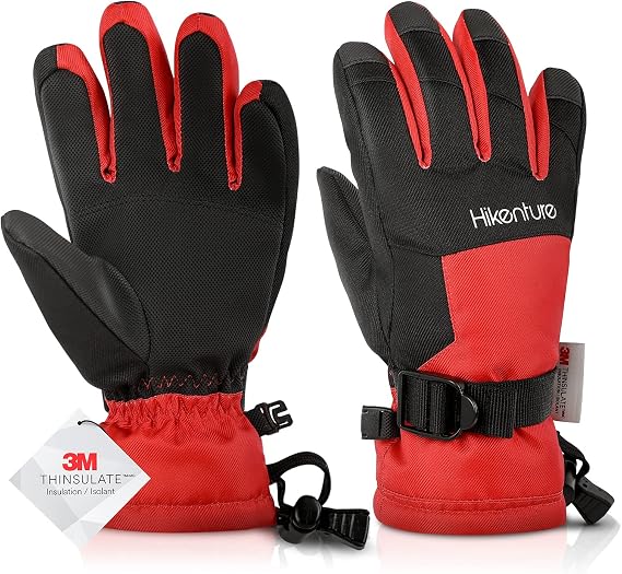 Hikenture Kids Snow Gloves - Winter Waterproof Insulated Ski Gloves With 3M Thinsulate for Boys & Girls, Youth