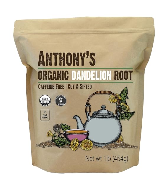 Anthony's Organic Dandelion Root, 1lb, Gluten Free, Non GMO, Cut & Sifted