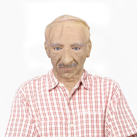 Silicone Head Mask Realistic Old Man Face Mask Cosplay Halloween, Mascara Realiste Terror Old Lady Costume For Women Adult Face Full Realistic