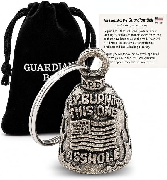 Guardian Bell Try Burning This ONE A**Hole for Harley Davidson Gremlin mod dyna fxr Motorcycle USA America Flag Old Glory Sportster Chopper Goldwing Fat boy Low Road Sport Street