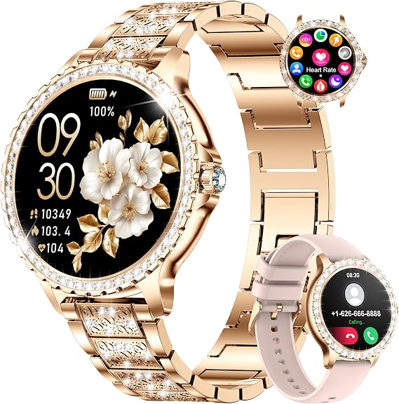 LIGE Smart Watches for Women,1.32" HD Fitness Tracker Watch with Answer/Make Call,AI Voice Control,Heart Rate/Calories/SpO2 Monitor 100+ Sport Modes Ladies Smart Watch for Android iOS (Gold)