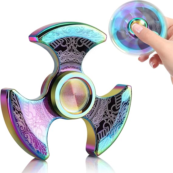 Aolcev Fidget Spinner Metal Fidget Toy Hand Spinner Stainless Steel 3-5 Minutes Fast Bearing Spins Hand Spinners Finger Gyro Toy ADHD EDC Focus Anxiety Stress Relief Toys for Kids Adult Gifts-Color