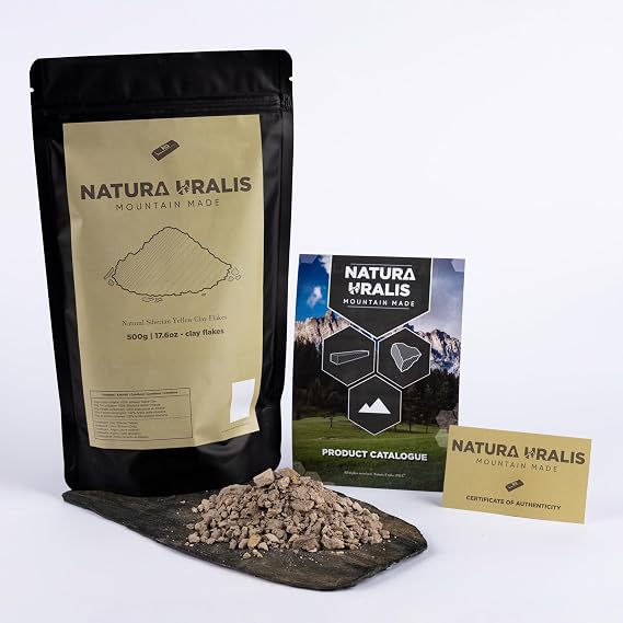 Natura Uralis Siberian Yellow Clay Flakes | 500g of Natural Yellow Clay, Pastel to Golden Yellow - Amazing Crunch, Satisfying Earthy, Velvety and Firm Texture, ASMR Sensation