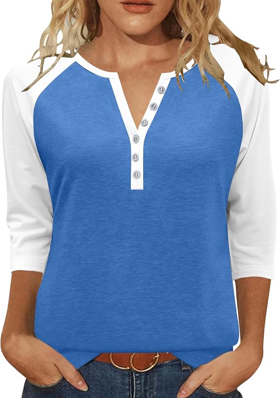 Heymiss Womens Tops 3/4 Length Sleeve Blouses Dressy Casual Summer Outfits