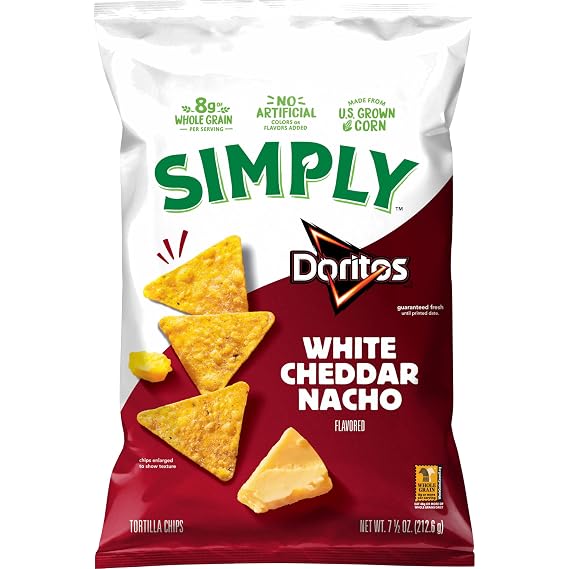 Simply Doritos White Cheddar Nacho Tortilla Chips, 7.5 Oz
