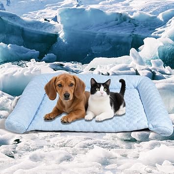 Cooling Mat for Dogs - 2025 Upgraded 24" x 14" Washable Pet Cooling Pad for Cats, Non-Slip Kennel Bed for Summer, Ultra-Comfortable & Machine Washable Portable Ice Mat for Dogs/Cats