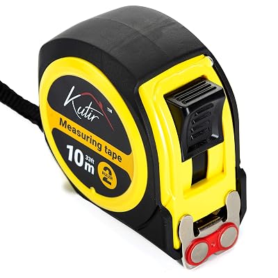 33-Ft Tape Measure with Magnetic Hooks, Fraction Markings, Retractable, Both Side Ruler, Shock Absorbent Rubber Case