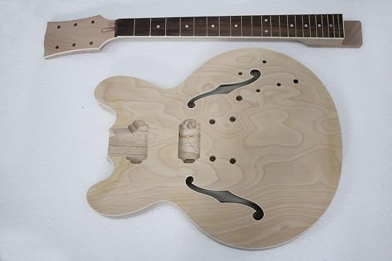 335 Style Project Semi-Hollow Guitar Kits Jazz Body DIY Electric Guitar Kit (Natural C)