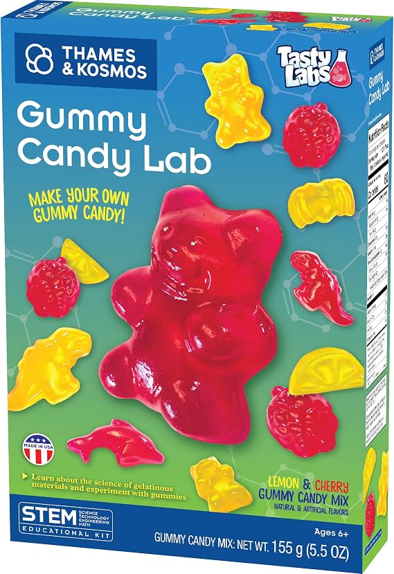 Thames & Kosmos Gummy Candy Lab V2.0 Tasty Labs STEM Experiment Kit, Make Yummy Gummy Candies in Cool Shapes - Dinos, Dolphins, Bears & More! Explore Chemistry, Made in USA, Food Ingredients Included